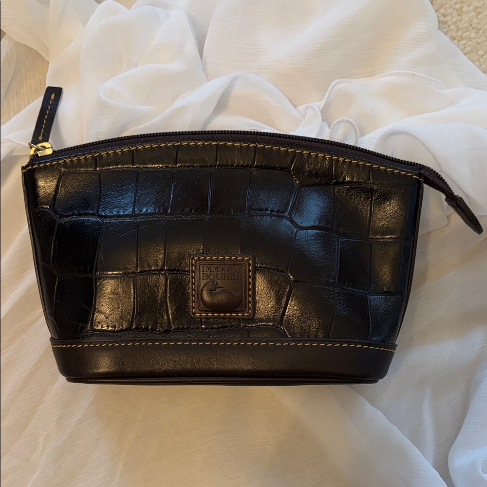 Dooney & Bourke Black Croc-Embossed Leather Pouch